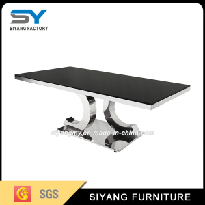 Modern Stainless Steel Frame Black Glass Coffee Table