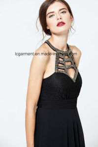 New Arrival Elegant Lace Casual Style Maxi Dress with Metal Jewelry